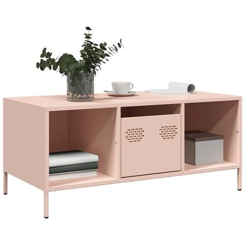 Tavolino Rosa 101,5x50x43,5 Cm In Acciaio Laminato A Freddo - Foto 3