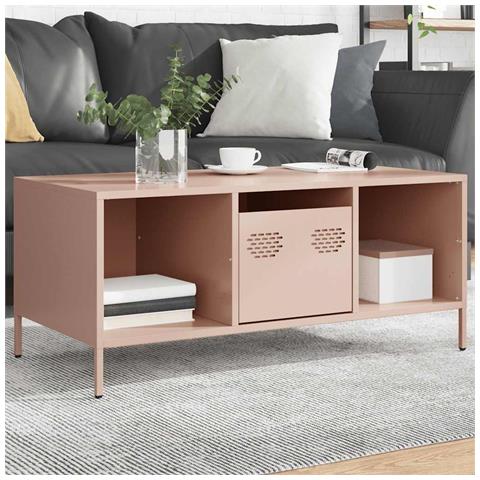Tavolino Rosa 101,5x50x43,5 Cm In Acciaio Laminato A Freddo - Foto 1