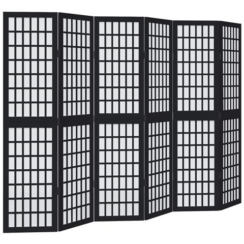 Divisorio Ambienti 6 Pannelli Nero Legno Massello Di Paulownia - Foto 2