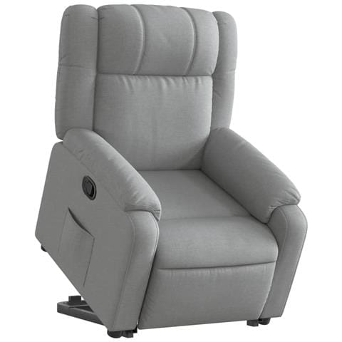 Poltrona Alzapersona Reclinabile Grigio Chiaro In Tessuto - Foto 3