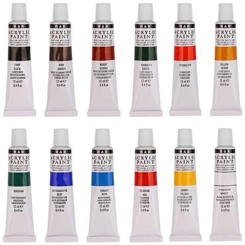 Set Di Pittura Acrilica Per Tele 12 Colori In Tubo Con Scatola Di Stoccaggio. Pigmenti Ricchi, Non Sbiadiscono. Non Tossici. - Foto 3