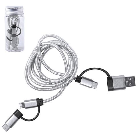 Cavo Caricabatterie Connessione Micro Usb, Tipo C E Lightning 5 V Cc 2,4 A 4,7x10,4x4,7 Cm. Color Argento - Foto 2