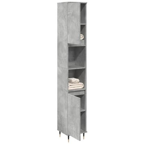 Armadietto Bagno Grigio Cemento 30x30x190 Cm Legno Multistrato - Foto 3