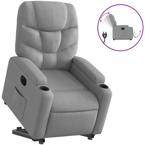 Lusso Casadino -  Poltrona Reclinante Alzapersona Elettrica Grigio Chiaro Tessuto - Foto 1