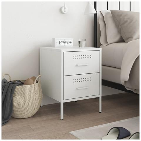 Comodino Bianco 36x39x50,5 Cm In Acciaio - Foto 2