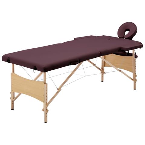Lusso Casadino -  Lettino Da Massaggio Pieghevole A 2 Sezioni In Legno Viola Vino - Foto 2