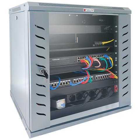 Armadio Rack 19" a Muro 12 Unità P. 450 mm Flat Pack Grigio - Foto 1