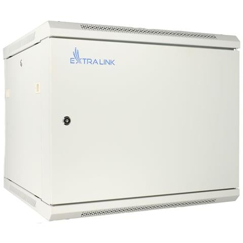 Extralink Armadio per montaggio rack 12U 600x450 ASP Grigio parete, porta di metallo, Da parete, 12U, 65 kg, Lucchetti, Griglie, Grigio - Foto 1