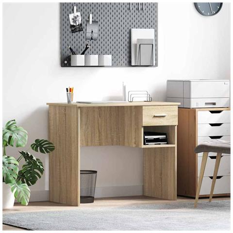 Scrivania con cassetti Rovere di Sonoma 90x49.5x75 cm legno massello - Foto 2