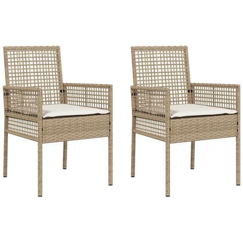 Sedie da giardino 2 pcs con cuscini Beige Rattan sintetico - Foto 1