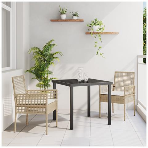 Sedie da giardino 2 pcs con cuscini Beige Rattan sintetico - Foto 2