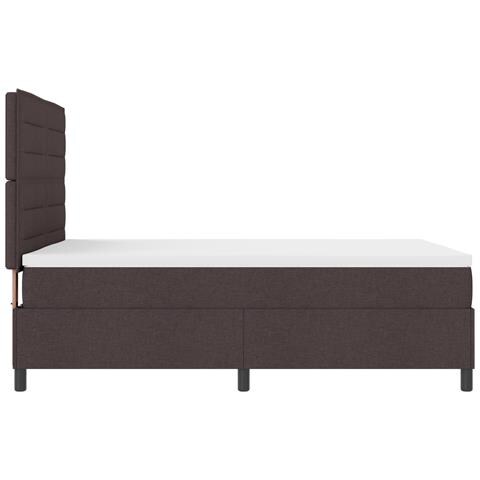 Letto con Rete a Molla e Materasso Marrone Scuro 160x200 cm in Tessuto - Foto 9