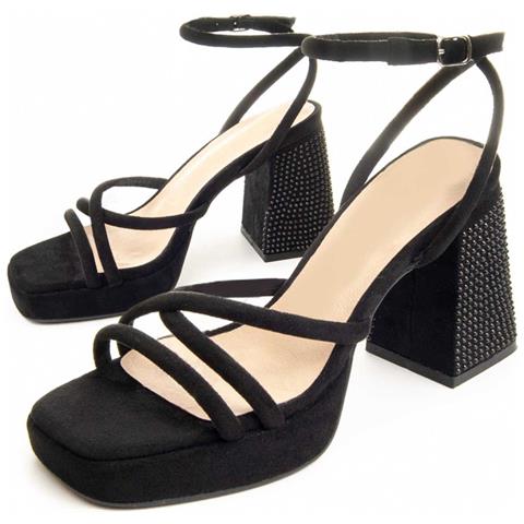 Sandalo Con Tacco Da Donna Nero Materiale Sintetico - Foto 1