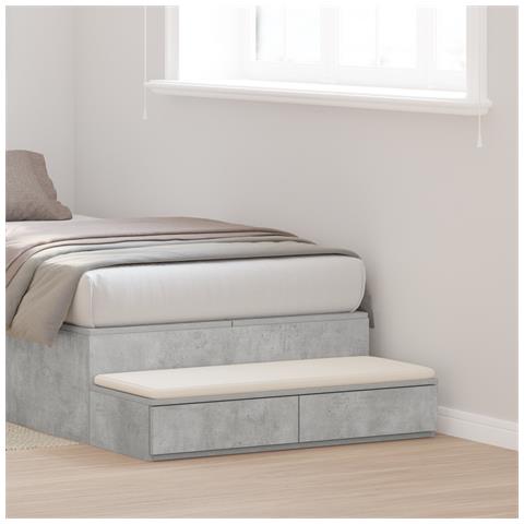 Cassetti per Letto Grigio Calcestruzzo 100x36,5x16,5 cm in Legno Ingegnerizzato di - Foto 2