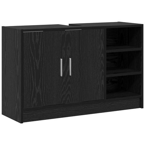 Armadio Lavabo Rovere Nero 90x29x55 cm Legno Ingegnerizzato - Foto 1