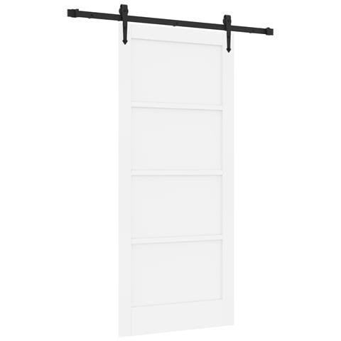 Porta scorrevole  con set di accessori 'ORKDAL'legno massello bianco pino, Porta interna  'ORKDAL'bianca 86x198.5x4 cm in legno massello pino - Foto 1