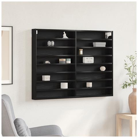Vetrina Nero Rovere 100x8,5x75 cm Legno ingegnerizzato - Foto 2