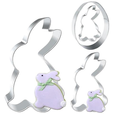 Formine Pasquali Per Biscotti Coniglietto Uovo Acciaio Inossidabile 4 Pezzi - Foto 1