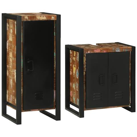 Set di mobili per il bagno 2 pcs Legno massello riciclato - Foto 1