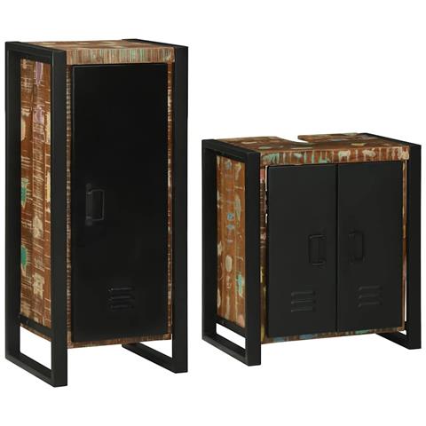 Set di mobili per il bagno 2 pcs Legno massello riciclato - Foto 2