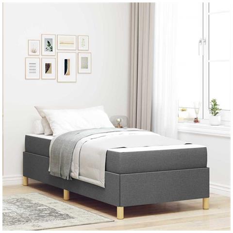 Letto a molle Bianco e Grigio Scuro e Marrone e Grigio Scuro - Foto 2