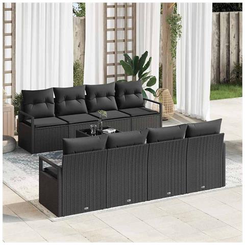 Set Divano da Giardino con cuscino 9 pcs Nero 55 x 55 x 37 cm - Foto 2