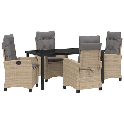 Set da Pranzo per Giardino 5 pcs Beige polyrattan - Foto 1