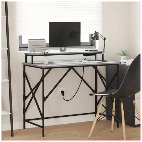 Scrivania Grigio sonoma 100 x 50 x 86.5 cm Legno multistrato - Foto 2