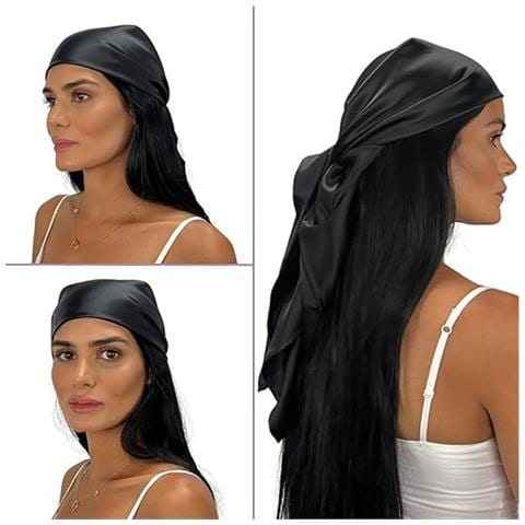 Foulard Quadrato Multifunzionale In Finta Seta: Accessorio Di Stile Versatile Black - Foto 2