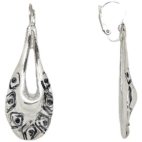 Orecchino A Bottone Placcato Argento Con Motivo A Goccia, Inciso. - Foto 1