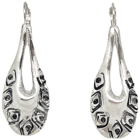 Orecchino A Bottone Placcato Argento Con Motivo A Goccia, Inciso. - Foto 2