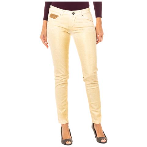 Pantalone Stretch Effetto Lucido Con Vestibilità Basso Con Taglio Skinny Hwt012 Donna - Foto 1