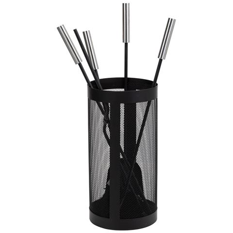 Set Di 5 Strumenti In Metallo Nero Per Il Camino In Metallo - Foto 1