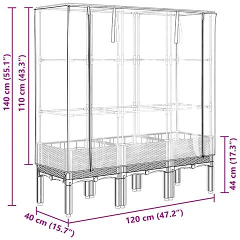 Letto Rialzato con Copertura Serra Effetto Rattan 120x40x140 cm - Foto 9