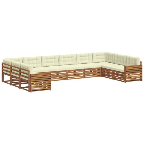 Set divani 10 pcs Naturale e Crema Legno di Acacia Massello - Foto 1