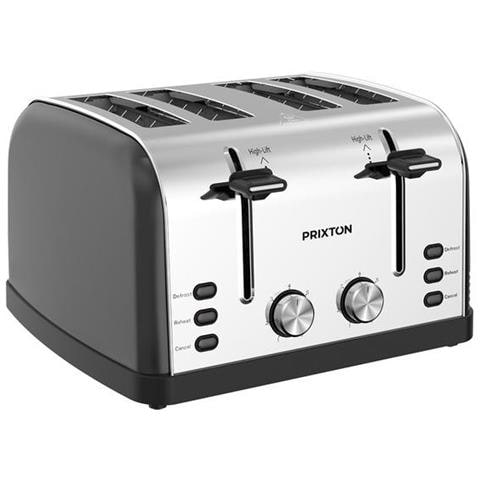 Tostapane 4 Slice Nera 1900W a 4 Fessure Extra Large, Acciaio Inox, 7 Livelli di Tostatura, Funzioni Scongelamento e Riscaldamento - Foto 1