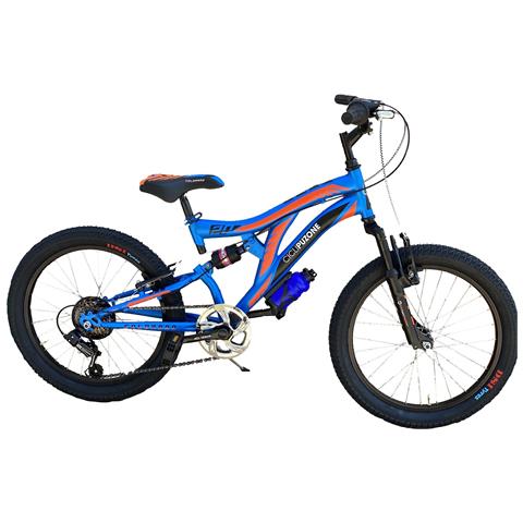 Bici Bimbo Misura 20 Mountain Bike Bambino Mtb 6v Colorado Full Suspension Cl20 Doppia Ammortizzata - 33 Blu - Arancio Opaco - Foto 1