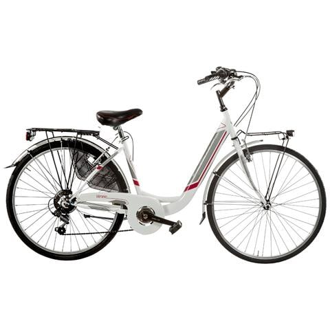 Bici Da Donna Misura 26 X 1,38 Bicicletta Linea Venere City Bike Con Cambio 6v Completa Di Accessori Con Luci A Led - 43 Bianco Rosso - Foto 1