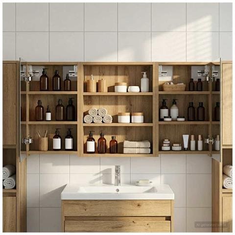 Set di Armadi da Bagno con lo scaffale 3 pcs 100 x 10,5 x 50 cm - Foto 2