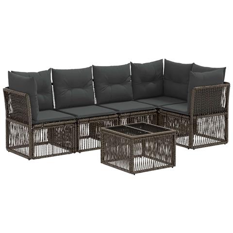 Set Divano da Giardino 6 pcs Grigio polyrattan - Foto 1