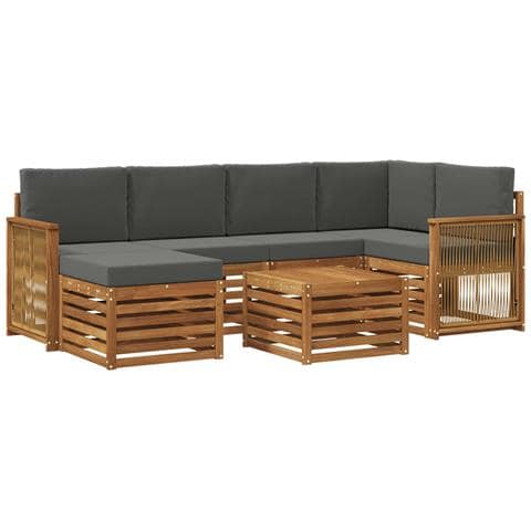 Set divano sezionale con cuscino 6 pcs Naturale e Antracite - Foto 1