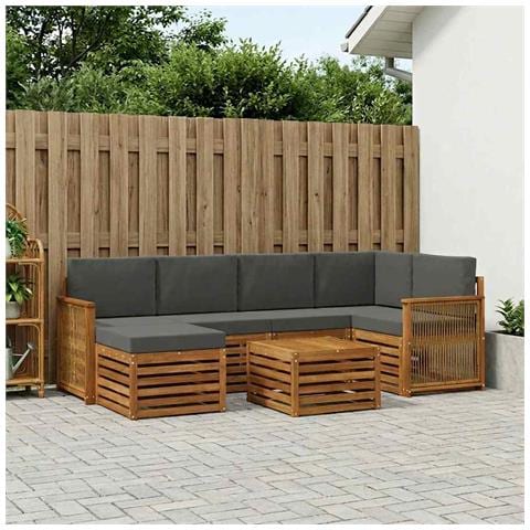 Set divano sezionale con cuscino 6 pcs Naturale e Antracite - Foto 2