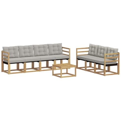 Set di divani da esterno 8 pcs Bianco e Grigio Chiaro - Foto 1