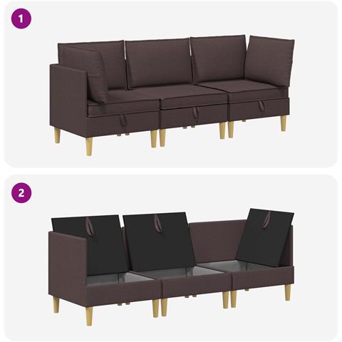 Set di divani modulari con spazio di archiviazione 3 pcs - Foto 8