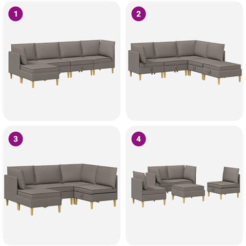 Set di divani modulari con spazio di archiviazione 5 pcs - Foto 9