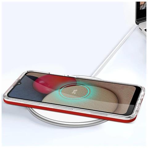 Custodia 3in1 Trasparente Per Samsung Galaxy A03s (166) Con Cornice In Gel, Rossa - Foto 1