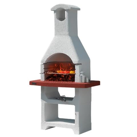 Barbecue In Muratura Bbq A Carbonella Piano Lavoro Rosso Griglia E Cappa 57656 - Foto 1