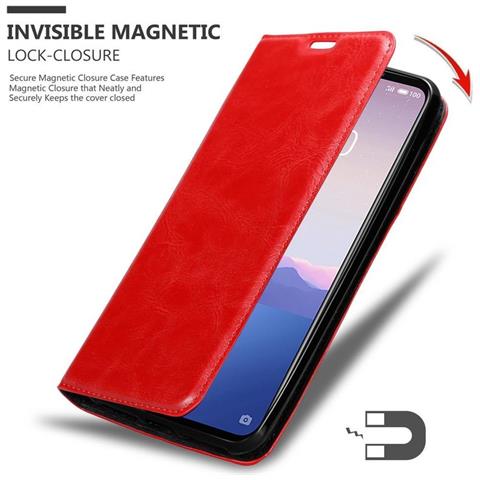 Custodia Compatibile Con Meizu 16xs In Rosso Mela - Coperchio Protettiva Con Chiusura Magnetica, Funzione Stand E Tasca Per Le Carte - Foto 2