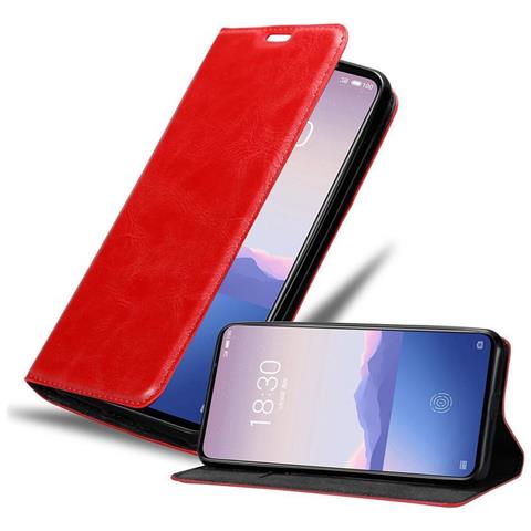 Custodia Compatibile Con Meizu 16xs In Rosso Mela - Coperchio Protettiva Con Chiusura Magnetica, Funzione Stand E Tasca Per Le Carte - Foto 1