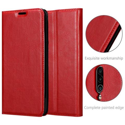 Custodia Compatibile Con Meizu 16xs In Rosso Mela - Coperchio Protettiva Con Chiusura Magnetica, Funzione Stand E Tasca Per Le Carte - Foto 5